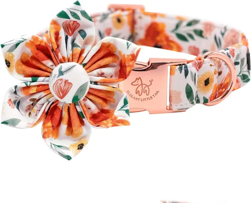 Miniatura 17 de Elegant little tail - Collar rosa para perras con flor, collar ajustable para mascotas con regalo de flores, collares para perros medianos