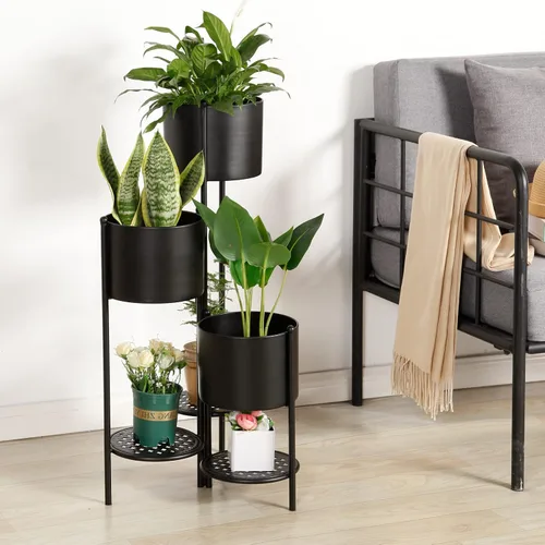 Miniatura 3 de Soporte para Plantas de Esquina Interior de Metal, 6 Niveles para 6 Macetas, Soportes para Macetas de Flores de Exterior, Estantes Portamacetas