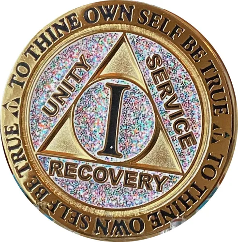 Miniatura 3 de 1 año AA Medallion Reflex Cumpleaños Funfetti Plata Glitter Gold Plated Color Chip