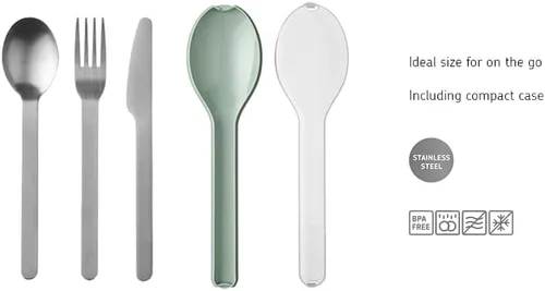 Miniatura 3 de Mepal Juego de cubiertos Ellipse de 3 piezas - Juego de cubiertos para llevar - Consta de un cuchillo, tenedor y cuchara - Juego de cubiertos