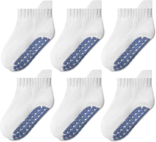 Miniatura 7 de Calcetines tobilleros antideslizantes para niños pequeños con agarres, lindos sin costuras, para bebés, niños y niñas, 6 pares
