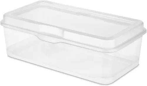 Miniatura 10 de Sterilite FlipTop, contenedor de almacenamiento pequeño apilable con tapa con bisagras, contenedor de plástico para organizar el escritorio