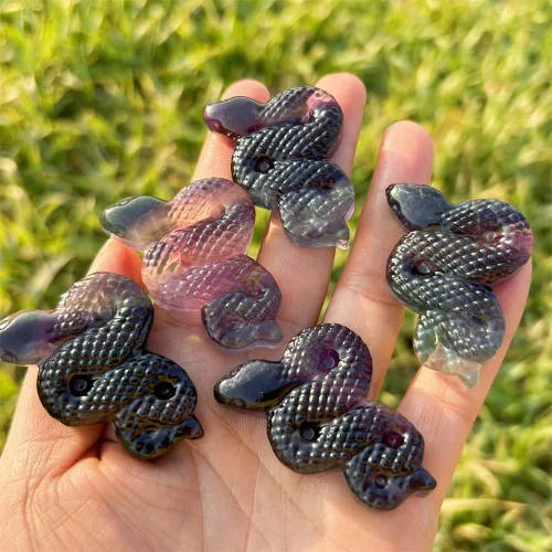 Miniatura 2 de Cráneo de cristal de cuarzo de serpiente natural (B0CFJL3WDH)