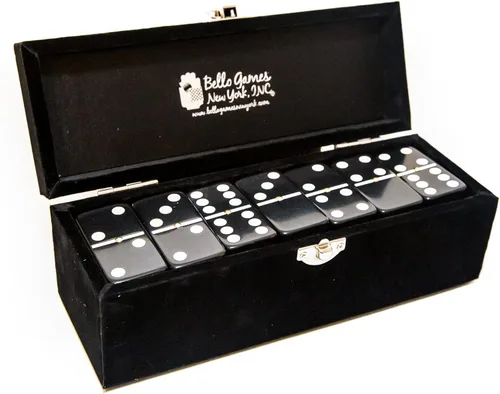 Miniatura 3 de New York's Garment District Double Six - Juego de dominó para torneo de tamaño jumbo profesional con spinners en una caja de terciopelo negro