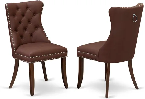 East West Furniture DAP3F26 Dallas Parson - Juego de 2 sillas de comedor tapizadas de tela de poliéster color burdeos con botones copetudos, color