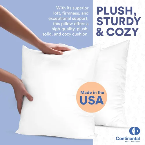Miniatura 2 de Continental Bedding Relleno de almohada de plumón y plumas, soporte medio 25/75, almohada decorativa para sofá, funda de algodón de alta calidad, 16