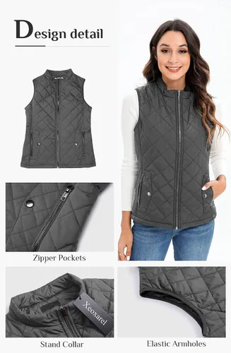 Miniatura 5 de Xeoxarel Chaleco acolchado para mujer, chaleco acolchado (disponible en 2 bolsillos interiores)