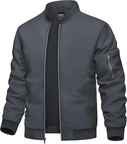 Miniatura 15 de TACVASEN Chaqueta bomber para hombre, ligera, casual, primavera, otoño, cortavientos, con cremallera y bolsillo