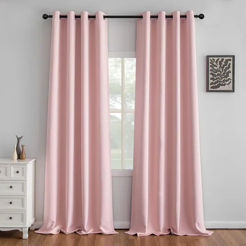 Miniatura 19 de IGEMAEVE Cortinas 100% opacas de 108 pulgadas de largo para dormitorio, juego de 2 paneles de cortinas opacas con bolsillo para barra y pestaña