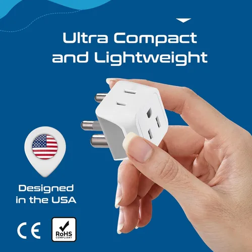 Miniatura 6 de Ceptics Adaptador de viaje para Sudáfrica, Namibia con entrada dual de EE. UU., Tipo M, ultracompacto, seguro con conexión a tierra, perfecto