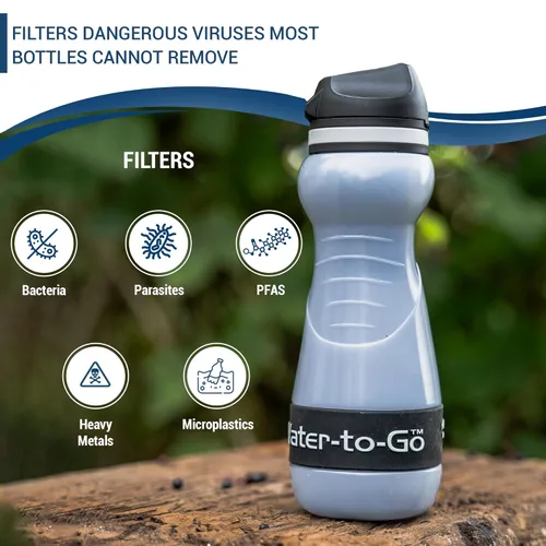 Miniatura 4 de Paquete de botella de filtro de agua para senderismo con 2 filtros adicionales, purificador de agua compacto para exteriores de 18.5 onzas líquidas