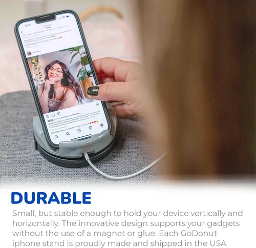 Miniatura 5 de GoDonut Plus+ Soporte esmaltado para teléfono (base giratoria), accesorio de montaje portátil, acceso al puerto de carga, compatible con tabletas