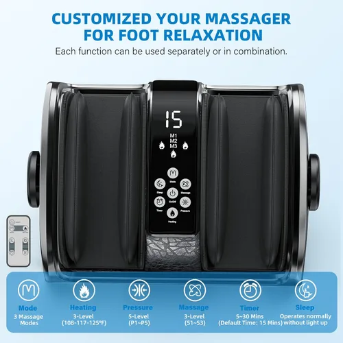 Miniatura 3 de CARESKYpro Artículos elegibles para FSA y HSA, masajeador de pies Shiatsu para neuropatía y alivio del dolor, 3 terapias de calor, 5 intensidades