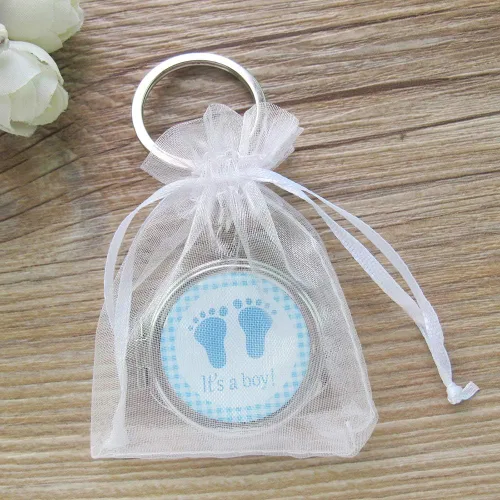Miniatura 4 de 12 llaveros personalizados para baby shower con diseño de huella de bebé, regalo de grabado personalizado