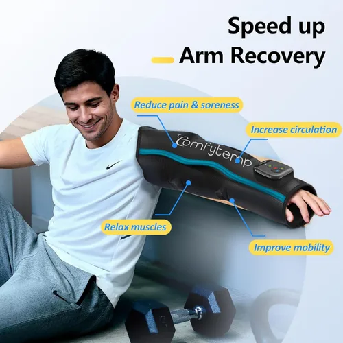 Miniatura 4 de Comfytemp Dispositivo de terapia de compresión de aire K1065, masajeador inalámbrico de brazo completo para circulación y alivio del dolor, manga