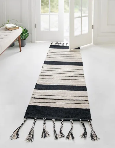 Miniatura 23 de Unique Loom Chindi Cotton Collection - Alfombra de área - Sophie (2 pies 2 pulgadas x 6 pies 1 pulgada, color aguamarina y blanco)