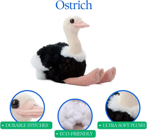 Miniatura 3 de The Petting Zoo Peluche de avestruz, regalos para niños, animales salvajes del zoológico Onez, juguete de peluche de avestruz de 9 pulgadas