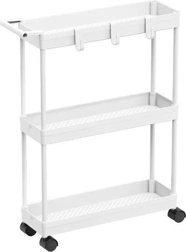 Miniatura 10 de Simple Houseware Carrito de almacenamiento delgado/estrecho de 3 niveles con asa, 5.5 pulgadas de ancho x 26.5 pulgadas de alto, organizador rodante