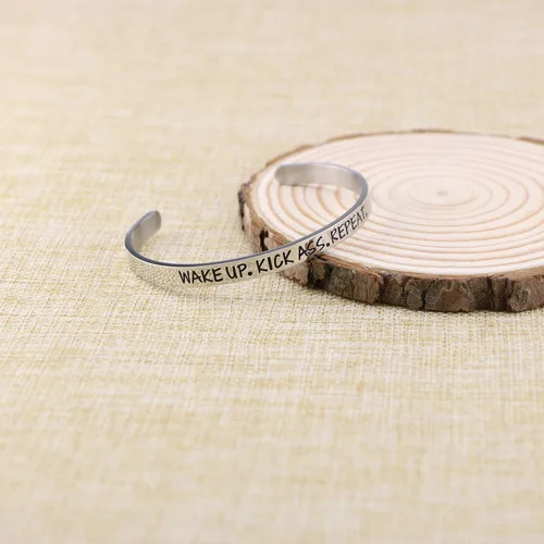 Miniatura 2 de Pulsera estampada a mano para mujer, joyería femenina de acero inoxidable