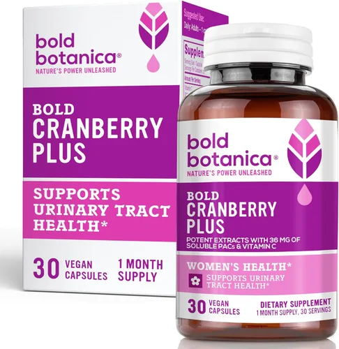 Bold Cranberry Plus Extract – 100% soluble 36 mg PAC – Suplemento de arándano para mujeres y hombres con soporte del tracto urinario, vitamina C sin