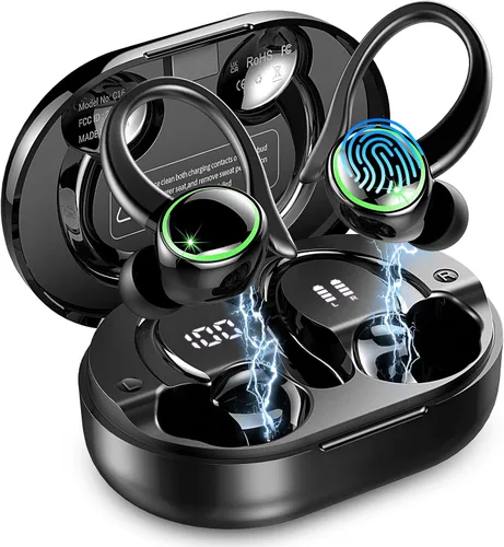 Matast Auriculares deportivos Bluetooth 5.4 2026, 50 reproducciones sobre la oreja con micrófonos ENC con cancelación de ruido, auriculares de