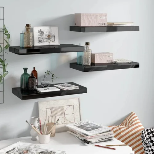 Miniatura 124 de Estantes flotantes de pared, juego de 4 estantes decorativos para montar en la pared, estante colgante con soportes invisibles para decoración
