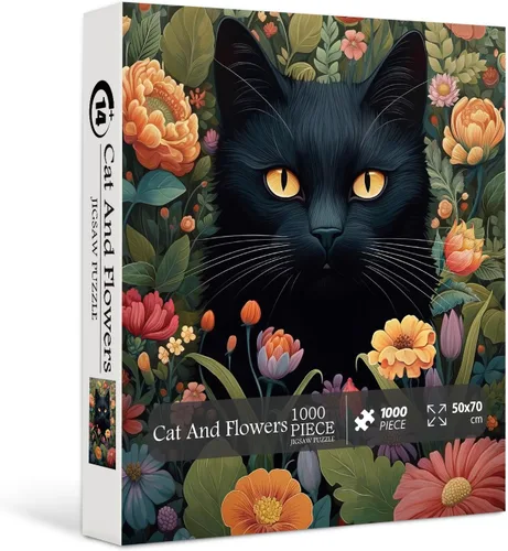 Miniatura 8 de Rompecabezas vintage de gatos para adultos de 1000 piezas en adelante, colección de rompecabezas de flores de PICKFORU animales y plantas