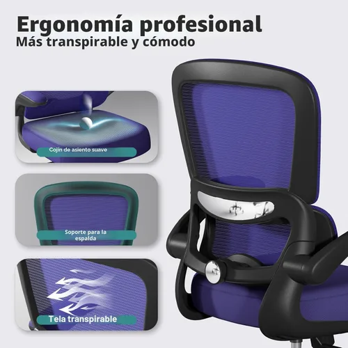 Miniatura 3 de Silla de oficina – Silla de escritorio ergonómica con soporte lumbar ajustable, silla de computadora de malla, silla ejecutiva para oficina en casa