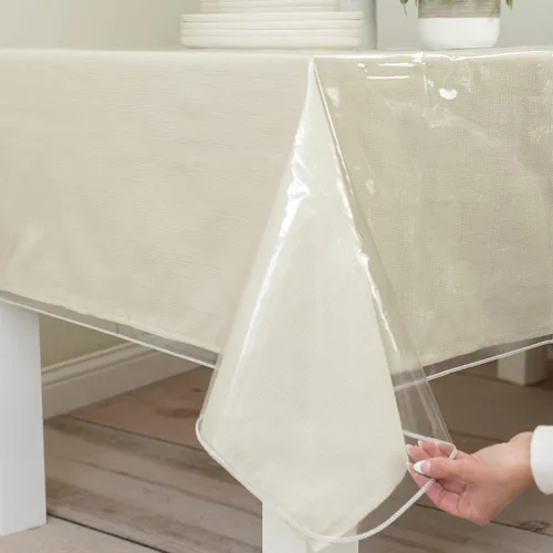 Miniatura 12 de Benson Mills - Mantel de plástico transparente resistente, 100% impermeable y a prueba de derrames de aceite, de PVC de vinilo, cuadrado, para mesas