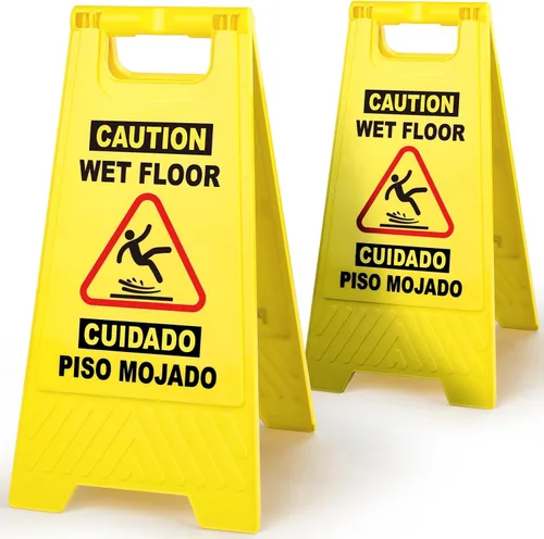 Miniatura 8 de XPCARE Letrero plegable bilingüe de precaución mojado para piso, doble cara con marco en A, cartel de precaución de seguridad, comercial, 17.5
