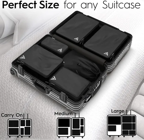 Miniatura 3 de Cubos de embalaje de compresión de lujo de 8 piezas para viajes, maximiza el espacio en el equipaje con diseño HybridMax de doble capacidad, bolsas