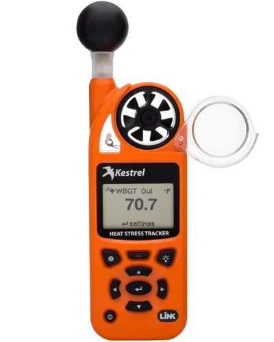 Kestrel 5400 Heat Stress Tracker Pro con eslabón, brújula y soporte de paleta, naranja