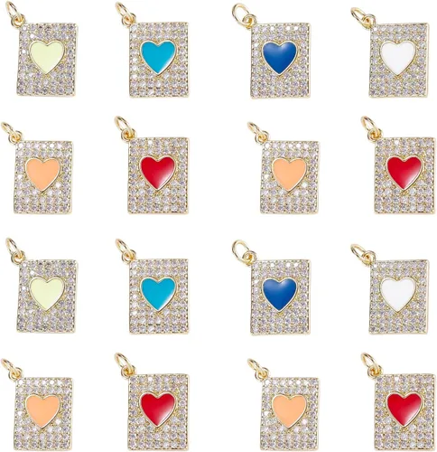 Miniatura 13 de Ipotkitt - 20 piezas de dijes de cobre con circonita cúbica micropavé en forma de flor con anillo de salto, dijes con forma de planta y flor