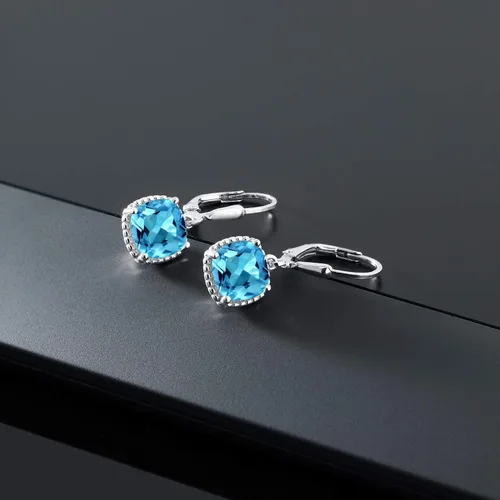 Miniatura 127 de Gem Stone King Aretes colgantes de plata de ley 925 de 0.315 pulgadas para mujer