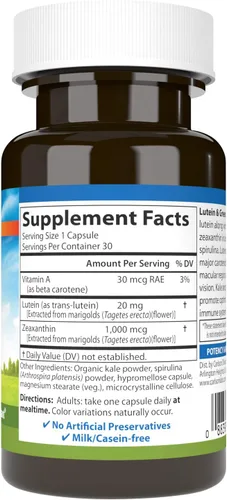 Miniatura 2 de Carlson - Luteína y verduras, 20 mg, soporte de la visión y función ocular, antioxidante, 30 cápsulas vegetarianas