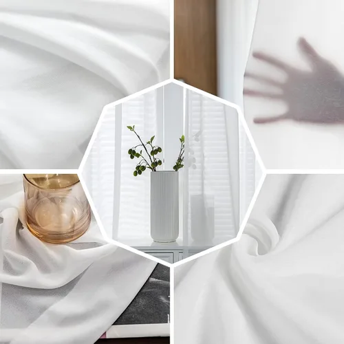 Miniatura 8 de Juego de paneles de cortinas de girasol, cortinas de gasa para cocina, cortinas de gasa de privacidad para sala de estar, dormitorio, decoración