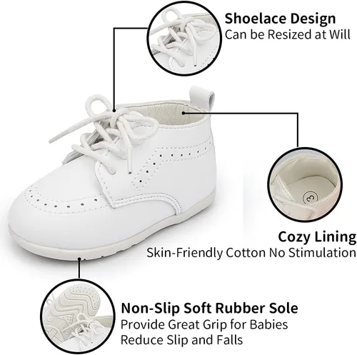 Miniatura 3 de Casazoe Zapatos Oxford de piel sintética para bebés, niños y niñas, mocasines de boda, zapatos de vestir para bautismo para niños pequeños, zapatos