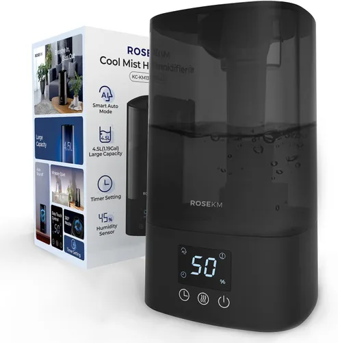 Miniatura 8 de ROSEKM Humidificadores automáticos para dormitorio, habitación grande, humidificador de niebla fría de 4.5 L para el hogar y la planta