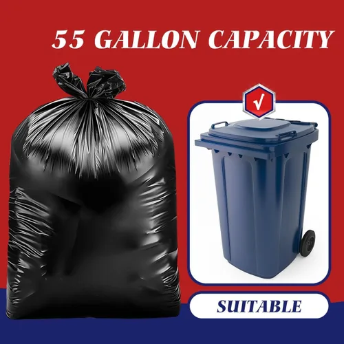 Miniatura 3 de Teivio Bolsas de basura grandes negras de 55 a 60 galones, 60 unidades, grandes multiusos, para contenedores de basura de 45, 48, 49, 50, 55, 60