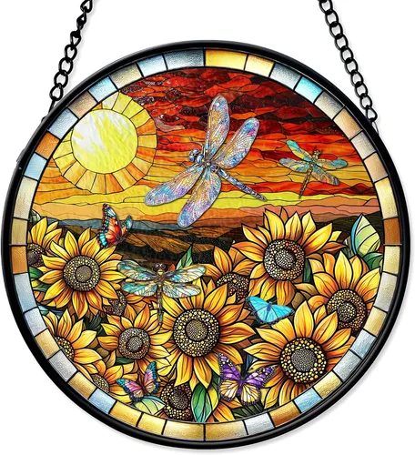 Miniatura 12 de 7.8'' Atrapasoles de Ojo Maligno de Vidrio Manchado para Colgar en Ventanas, Decoración Protectora, Adorno de Vidrio para Hogar, Pared, Habitación
