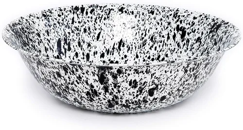 Miniatura 6 de Enamelware Cuenca pequeña, 4 cuartos de galón, Negro/Blanco Splatter (individual)