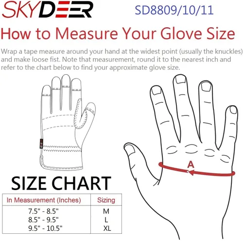Miniatura 7 de SKYDEER Paquete de 3 pares de guantes de trabajo de cuero duraderos para jardinería y trabajo general (SD8810/L)