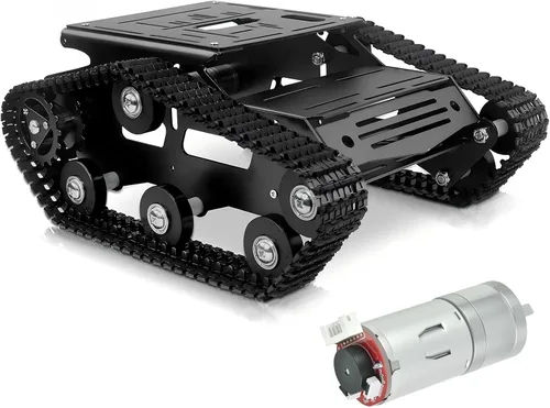 Miniatura 10 de Kit de chasis de coche robot inteligente, chasis de tanque grande de metal completo con motores de 2WD para Arduino Raspberry Pi Jetson Python DIY