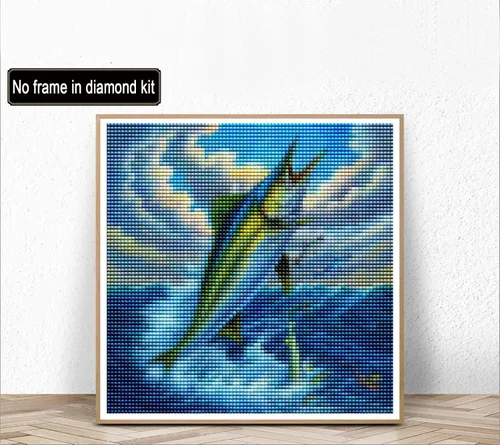 Miniatura 2 de Kaliosy Kits de arte de diamantes 5D para adultos, peces por números, pintura de diamantes, arte de animales, taladro completo, manualidades, punto