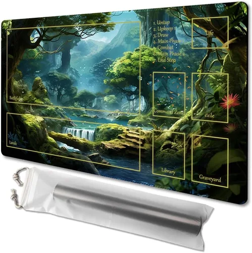 Miniatura 24 de MTG - Tapete de juego de 24 x 14 pulgadas, bolsas de almacenamiento antideslizantes, ideal para entusiastas de los juegos de cartas, alfombrilla