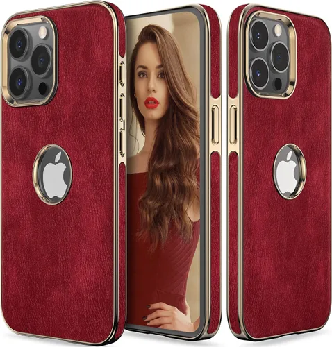 Miniatura 12 de LOHASIC Compatible con iPhone 14 Pro Max, funda delgada de cuero galvanizado dorado, antiarañazos, suave cubierta trasera protectora para hombre