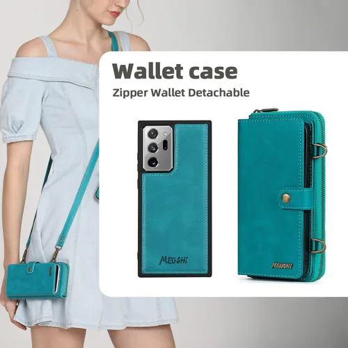 Miniatura 3 de Compatible con Samsung Galaxy Note 20 Ultra Glaxay Note20 Plus 5G - Funda tipo cartera multifunción 2 en 1 desmontable magnética para teléfono Azul