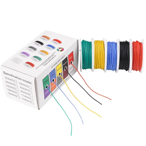 Miniatura 11 de Cable eléctrico de 20AWG, cables de silicona flexibles, cable trenzado de cobre estañado calibre 20, diámetro exterior: 1,8 mm, 5 colores, 19,6