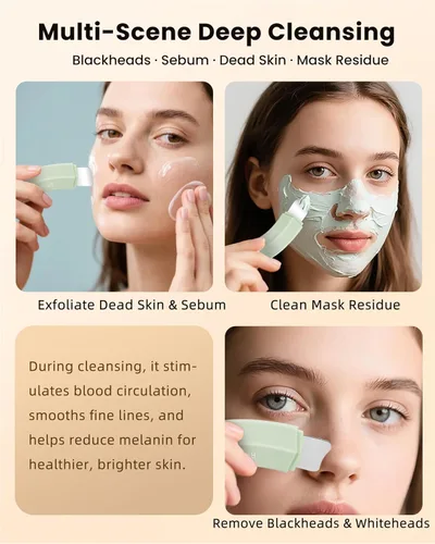 Miniatura 4 de Boloye Herramienta Eliminadora de Puntos Negros – Rascador Facial de Doble Cabezal y Limpiador de Poros para Limpieza Facial Profunda, Rascador Verde