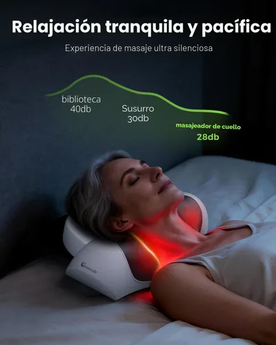 Miniatura 5 de Almohada masajeadora de cuello 3 en 1 mejorada con calor, masajeador de cuello inalámbrico portátil para aliviar el dolor de tejido profundo, Gris